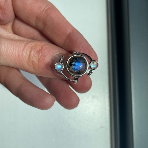 Etsy Natural Labradorite and Moonstone Sterling Silver Ring - Picture 9 of 9